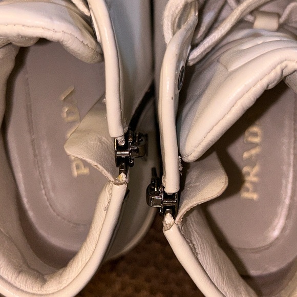Prada white leather high top tennis shoes size 40.5 - Picture 9 of 15